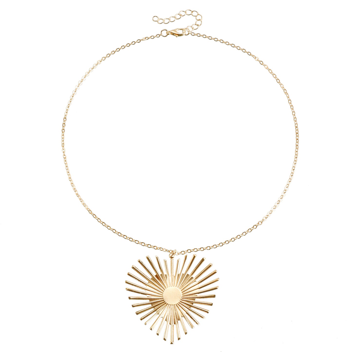 Collar con colgante de corazón grande de estilo vintage para mujer con aleación galvanizada y diseño geométrico
