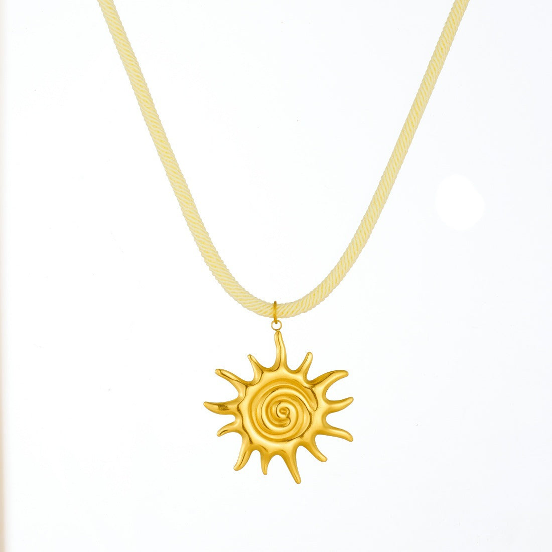 Trendy Exaggerated Spiral Shell Sun Pendant Gold Plated Stainless Steel Necklace for Women