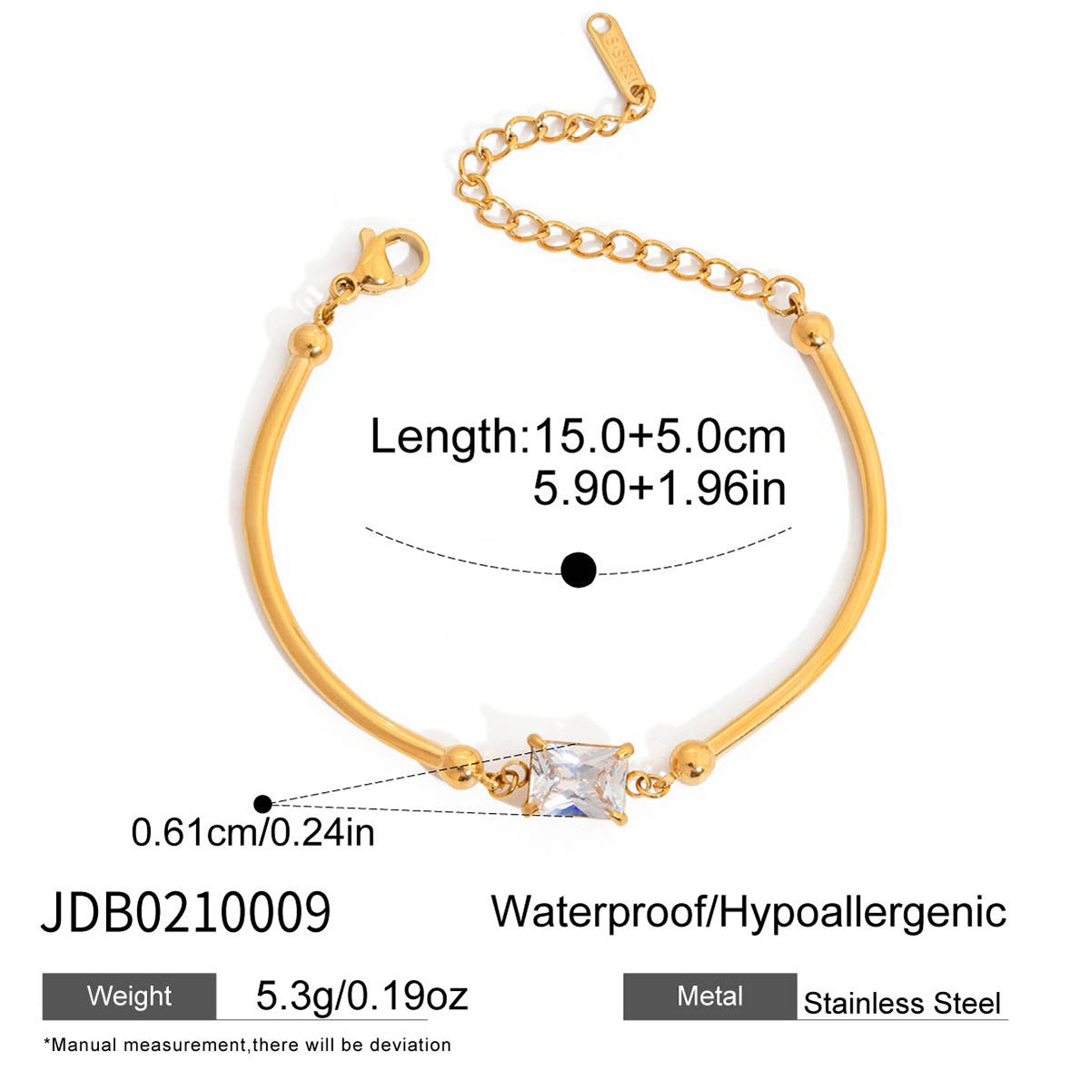 Minimalist Geometric Round Stainless Steel Plated Link Bracelet for Women