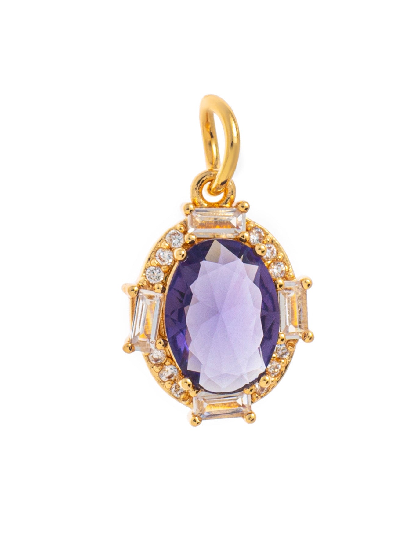 Minimalist Oval Geometric Brass Pendant with Cubic Zirconia December Birthstone for Women