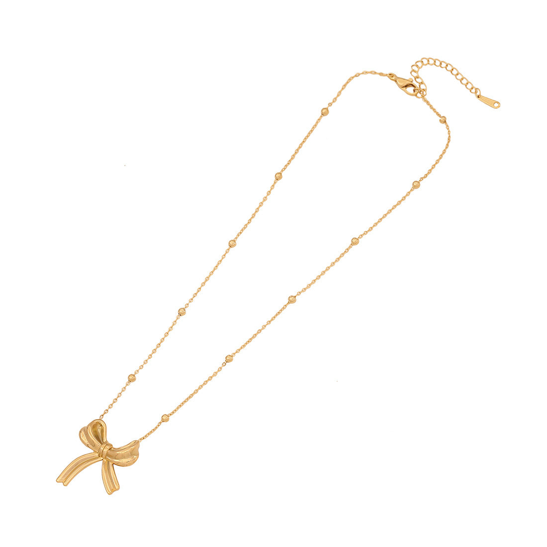 Fashionable Bow-Shaped Stainless Steel Necklace with Plated Finish for Women O-Chain Pendant Jewelry