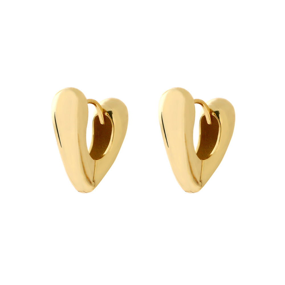 Pendientes minimalistas de tuerca con forma de corazón de plata de ley S925 para mujer con acabado pulido