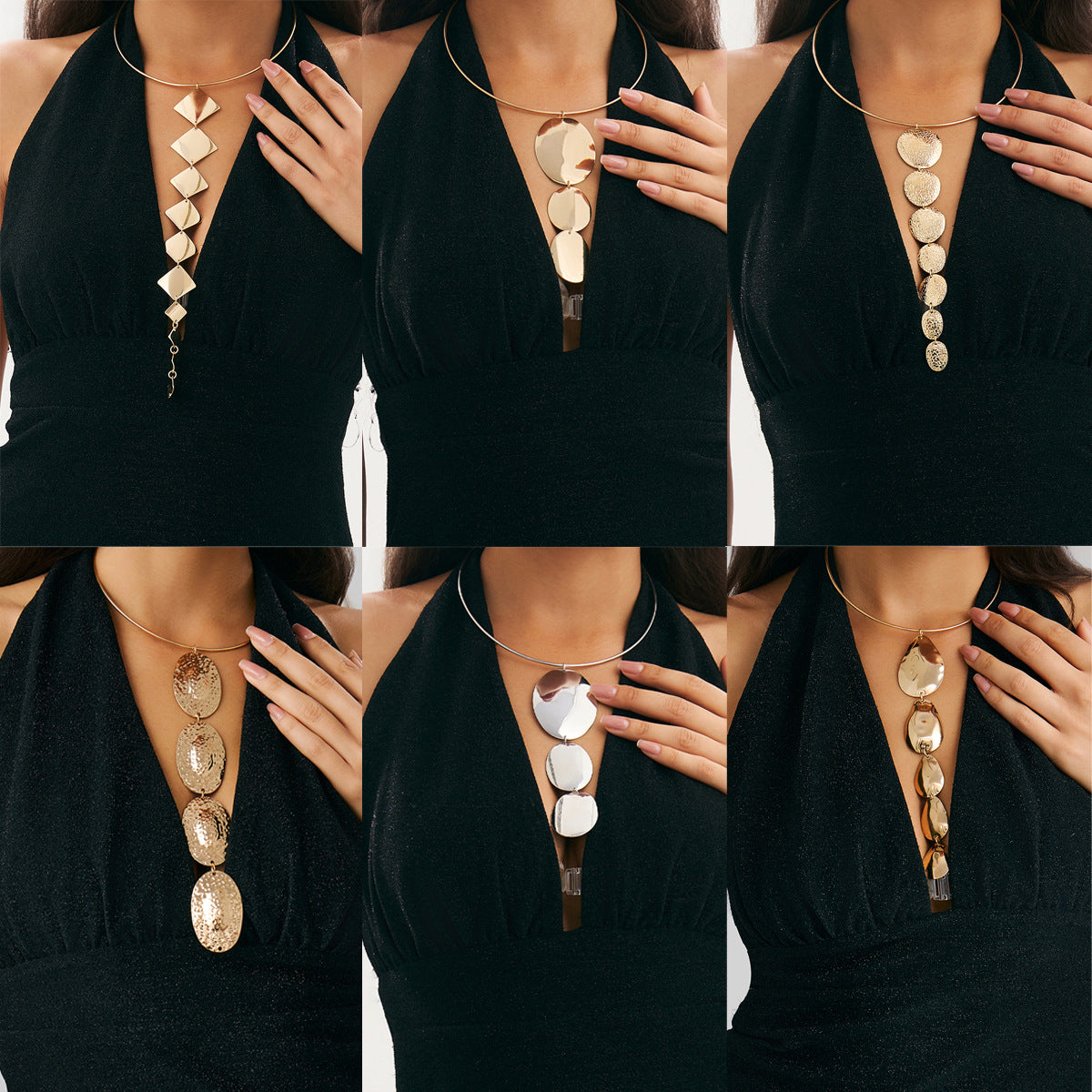 Minimalist Geometric Iron Plated Snake Chain Choker Necklace for Women