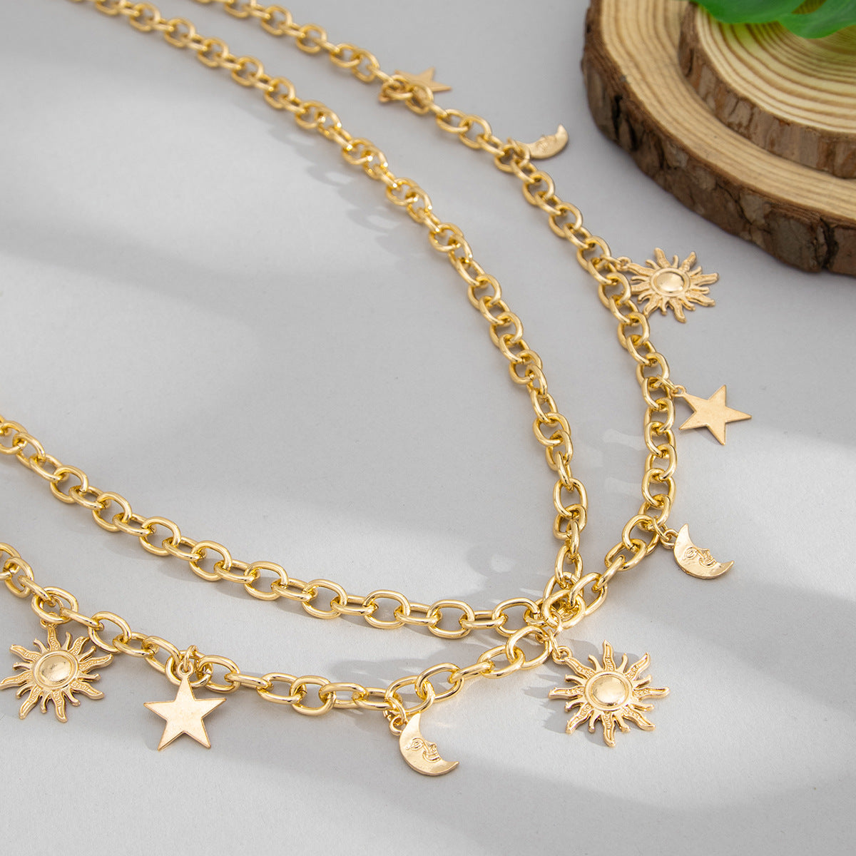 Minimalist Polished Iron Star Pendant Double Layer Body Chain for Women