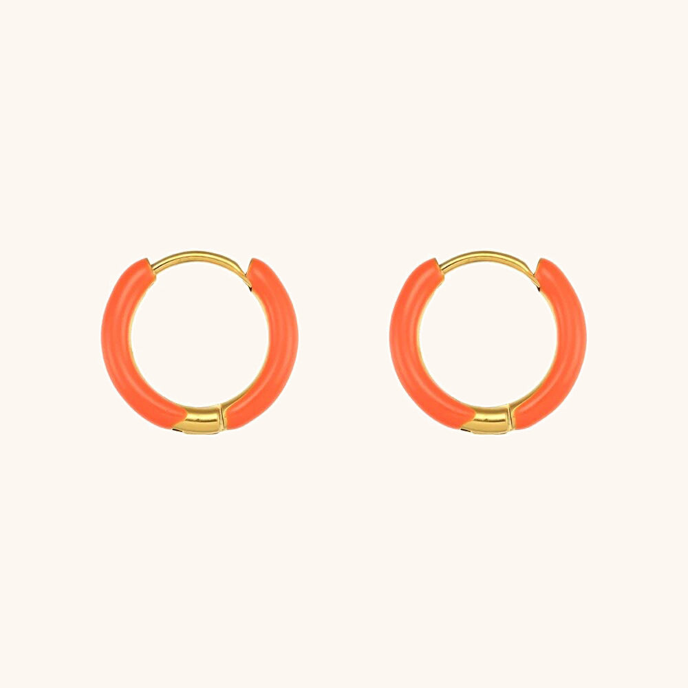 Fashion Geometric Donut Hoop Earrings Stainless Steel 18K Gold Plated Water Wave Enamel for Women