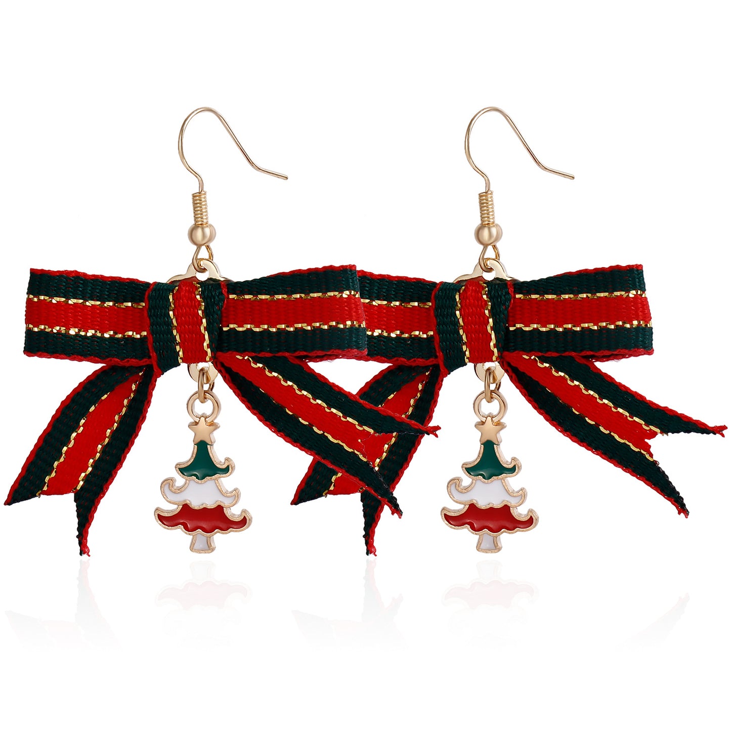 Geometric Christmas Earrings with Metallic Plated Finish for Holiday Festive Wear