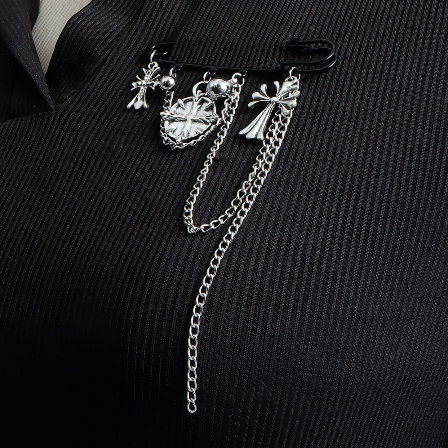 Geometric Cross Alloy Plated Brooch for Women