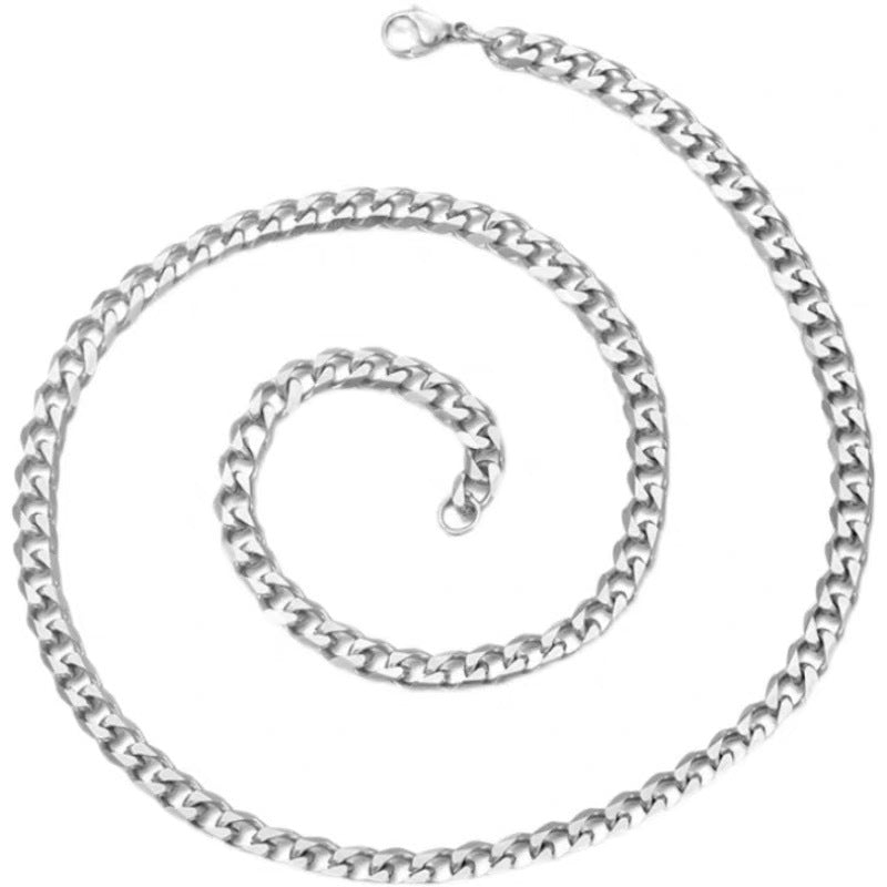Minimalist Geometric Cuban Chain Necklace for Men and Women Titanium Steel Vacuum Plated Hypoallergenic Fashion Accessory