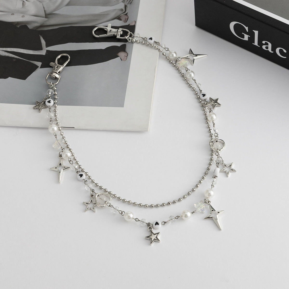 Punk Hip-hop Star Pearl Polished Iron Waist Chain