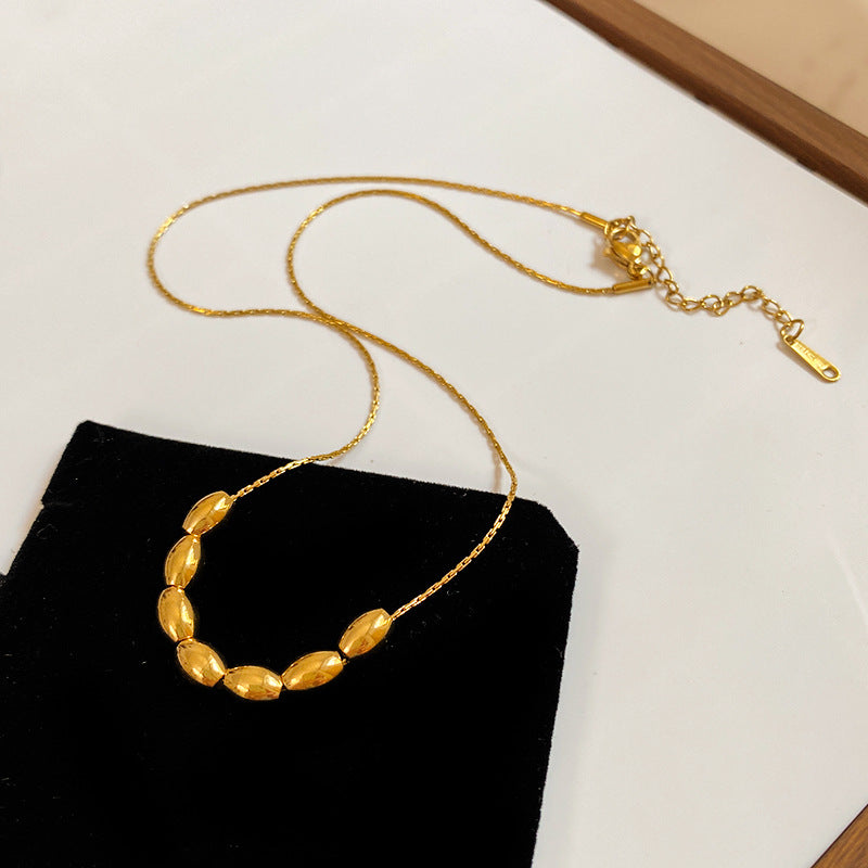 Minimalist Luxury Gold Plated Oval Geometric Titanium Steel Necklace