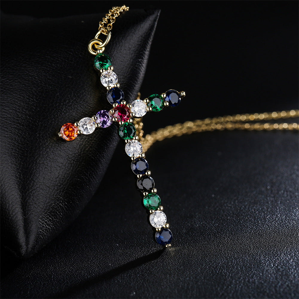 Hip-hop Geometric Brass Inlaid Cubic Zirconia Pendant Necklace