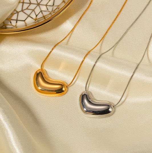 Minimalist Geometric Heart Pendant 18K Gold Plated Titanium Steel Snake Chain Necklace for Women