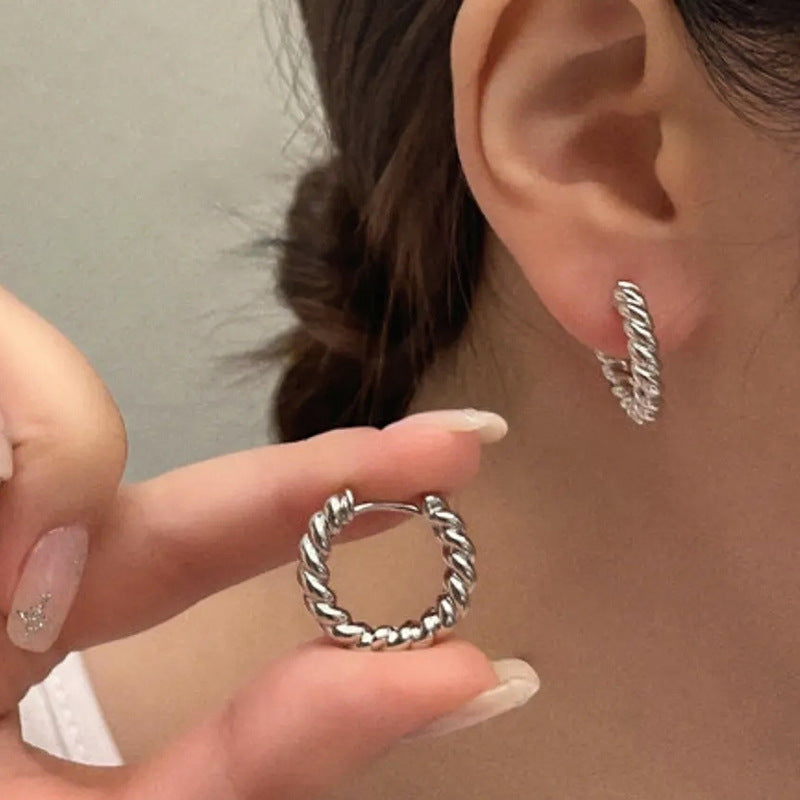 Orecchini a Cerchio Minimalisti Geometrici da Donna in Acciaio Inox con Finitura Placcata