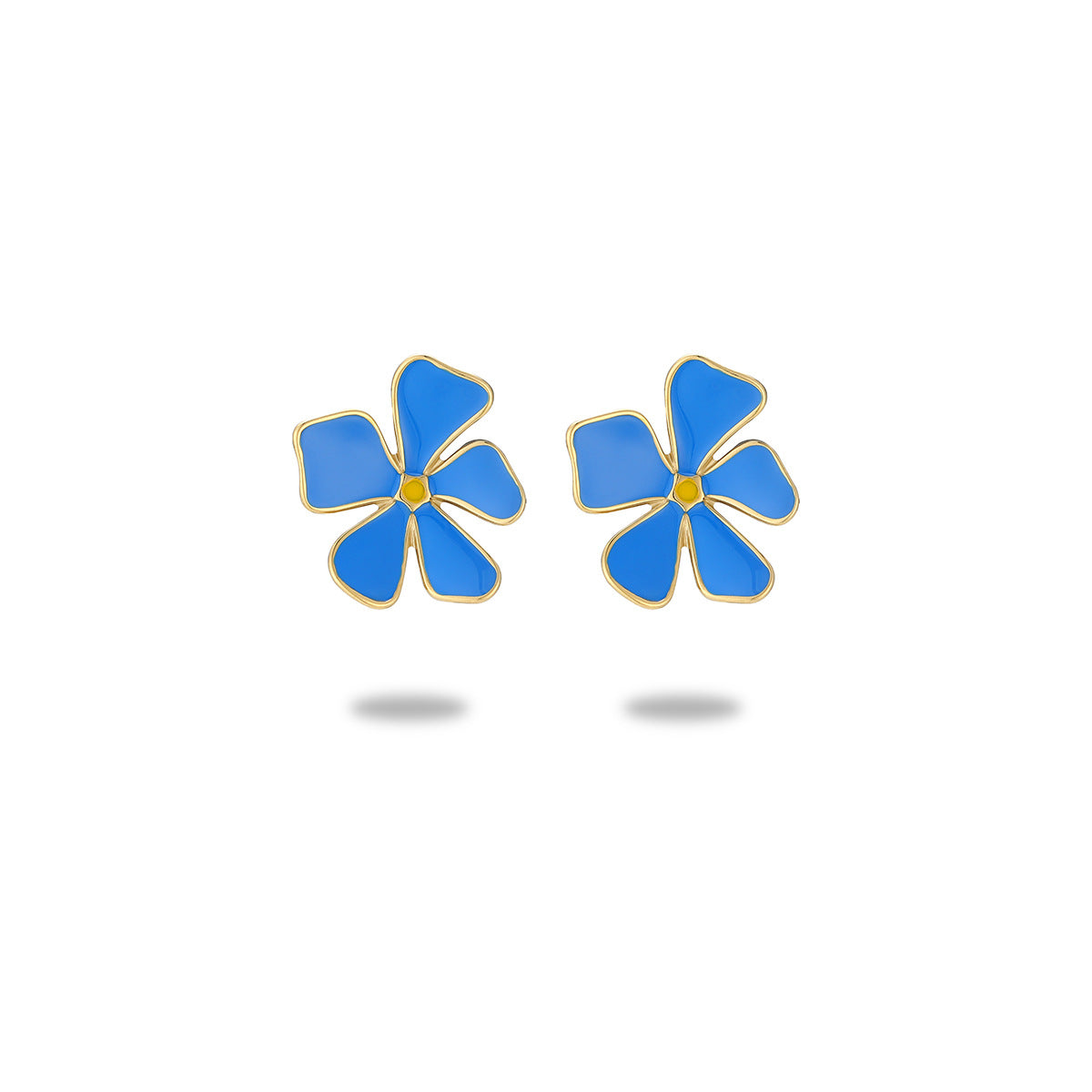 Pendientes de botón de esmalte de acero inoxidable con diseño floral dulce y minimalista para mujer