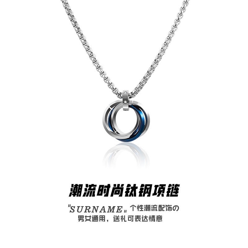 Collar con colgante geométrico minimalista de acero de titanio para hombres y mujeres con acabado chapado y cadena de perlas cuadradas