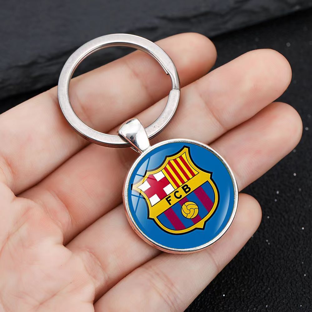 Minimalist Zinc Alloy Keychain with Team Crest Pattern