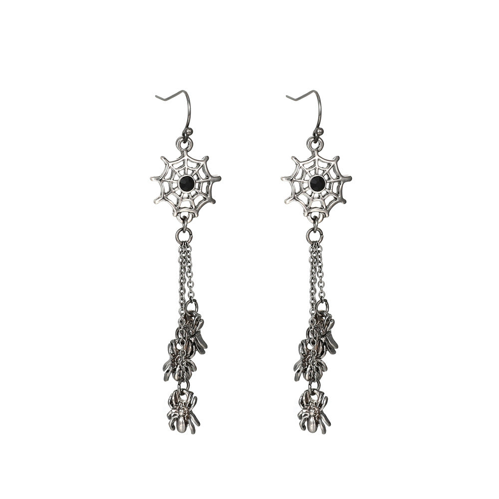Pendientes de Araña y Calavera con Temática de Halloween y Motivo de Calabaza en Aleación con Acabado Chapado en Oro para Uso Unisex