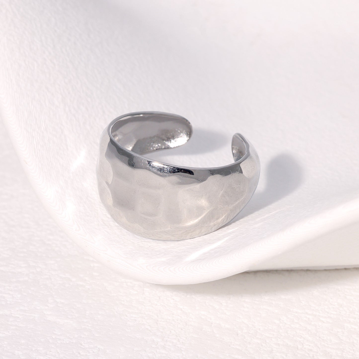 Minimalist Titanium Steel Adjustable Open Ring for Women and Men with Plated Finish, Hypoallergenic Stainless Steel Band
