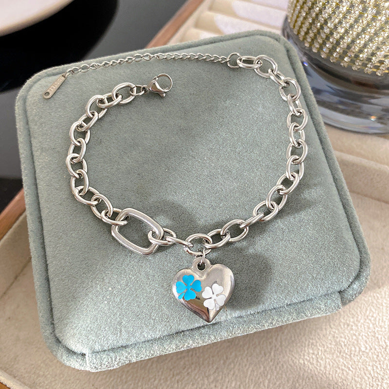 Minimalist Elegant Heart Geometric Titanium Steel Plated Bracelet Unisex