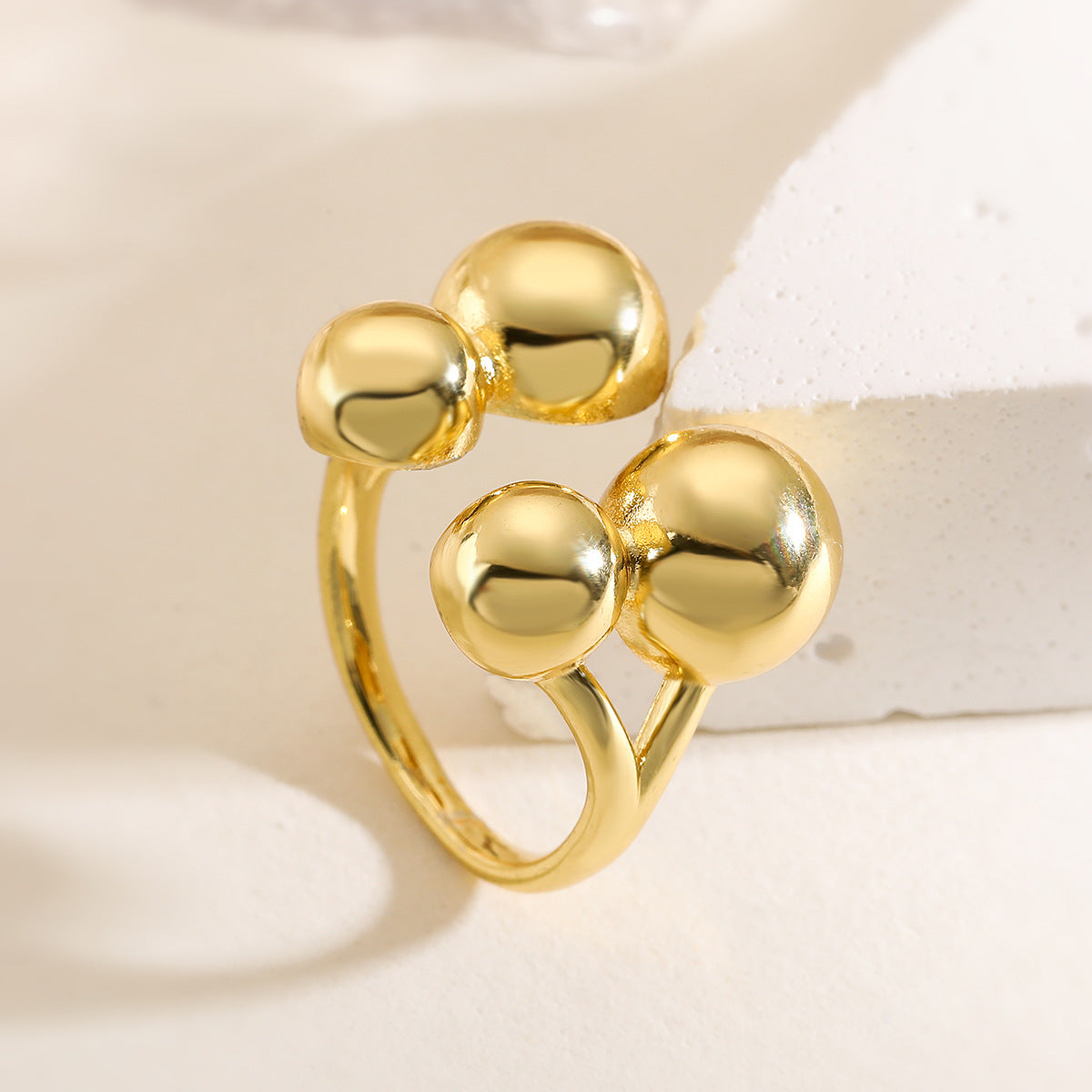 Minimalist Irregular Geometric Open Ring for Women in Copper with Plated Finish