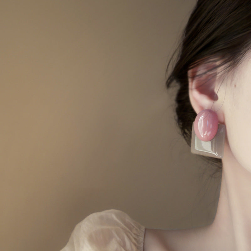 Orecchini a perno geometrici ovali retrò in lega per donna con finitura placcata, gioielli per orecchie eleganti e minimalisti