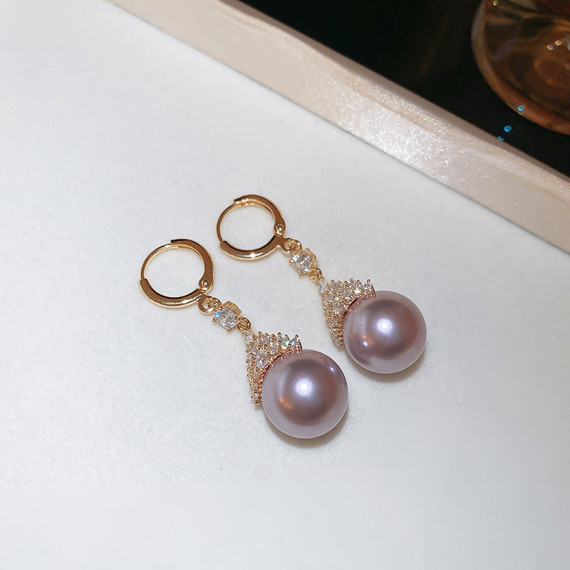 Set collana con pendente a perla rotonda minimalista placcato oro con orecchini abbinati a lobo da donna