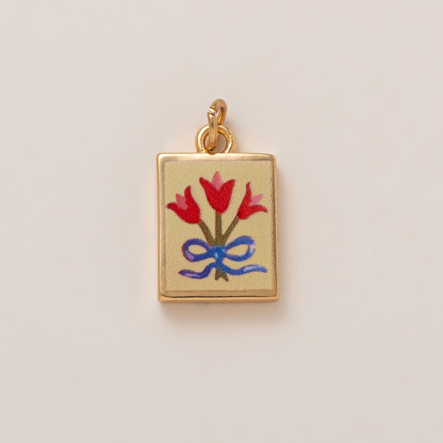 Elegant 18K Gold Plated Square Floral Brass Charm Bar for Women