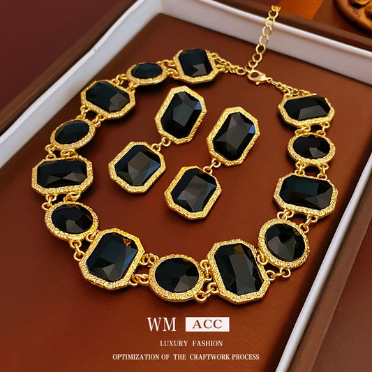 Vintage Geometric Square Crystal Dangle Earrings in Alloy with Gold Plating for Women