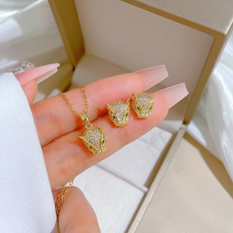 Luxury Sweet Geometric Titanium Steel Necklace and Earrings Set
