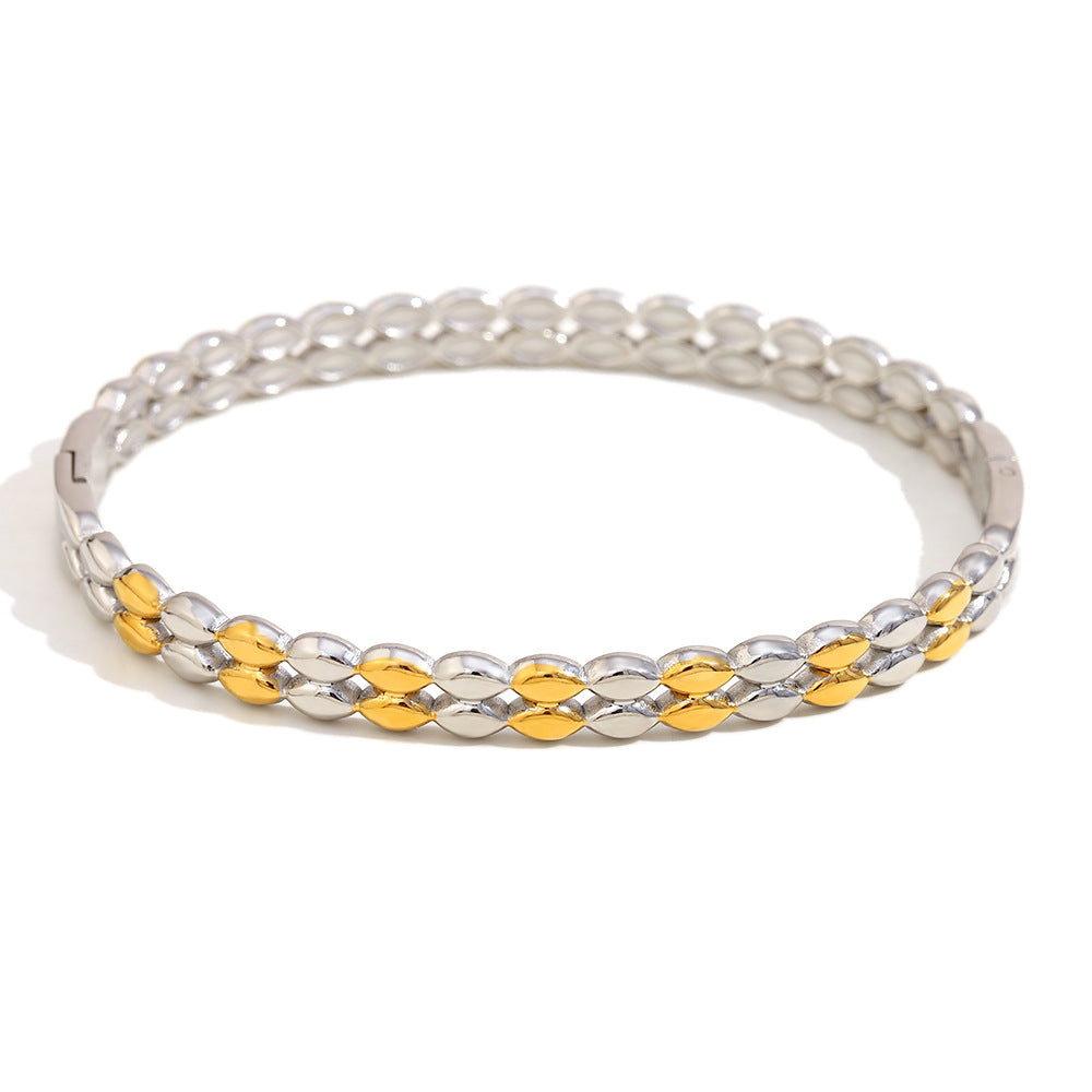 Bracciale a Fiore da Donna in Acciaio Inossidabile Placcato Oro 18K a Goccia Minimalista con Catena a Maglie Audaci