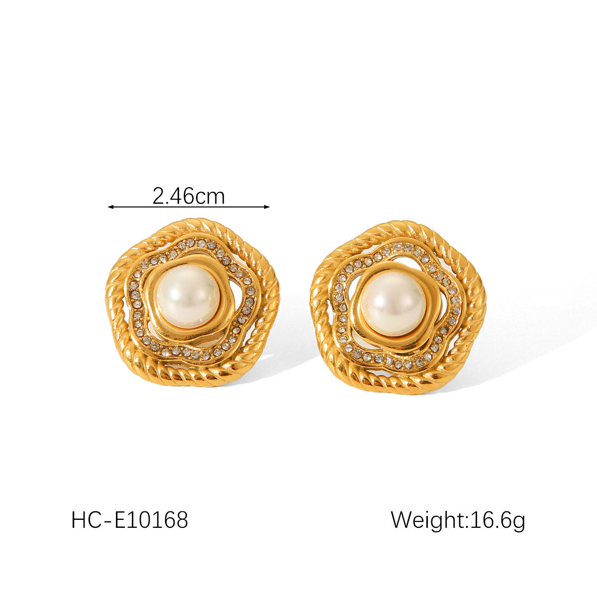 Elegant French-Inspired Pearl Stud Earrings for Women with Stainless Steel Posts and 18K Gold Plating