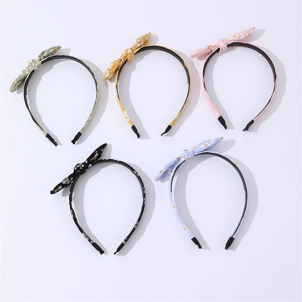 Cute Bow-Knot Hairband for Girls with Polka Dots and Lace Trim, Fabric Headband in Geometric Shape, Princess Style Hair Accessory
