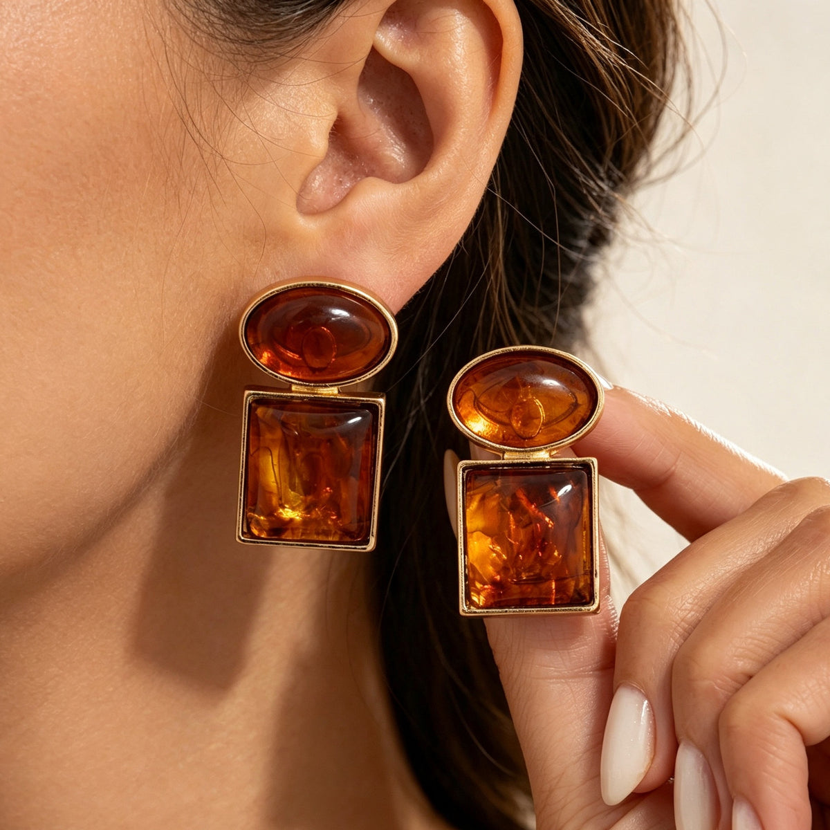Vintage Geometric Round Square Zinc Alloy Plated Earrings for Women