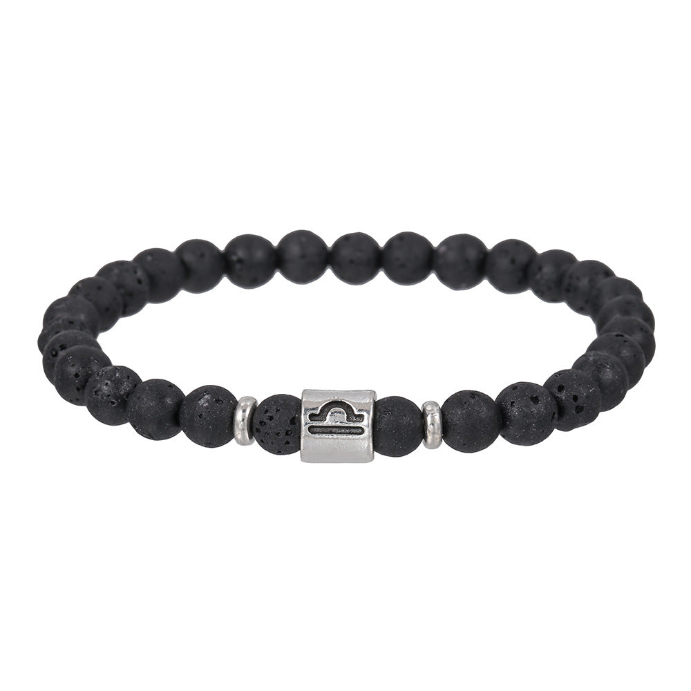 Handmade Geometric Round Volcanic Stone Bracelet for Unisex