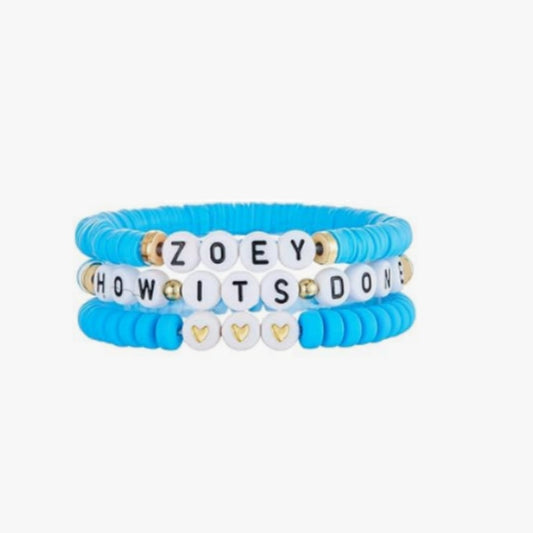 Minimalist Letter Cartoon Glass Beaded Bracelet Unisex Elastic Charm Bar