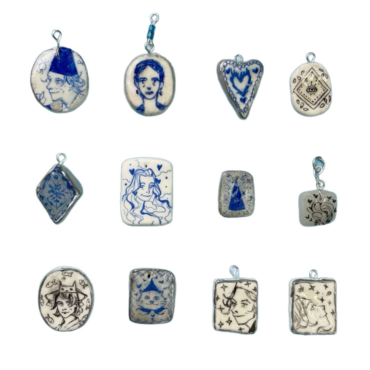 Casual Plated Stainless Steel Necklace with Round Heart Square Geometric Floral Pendant for Men
