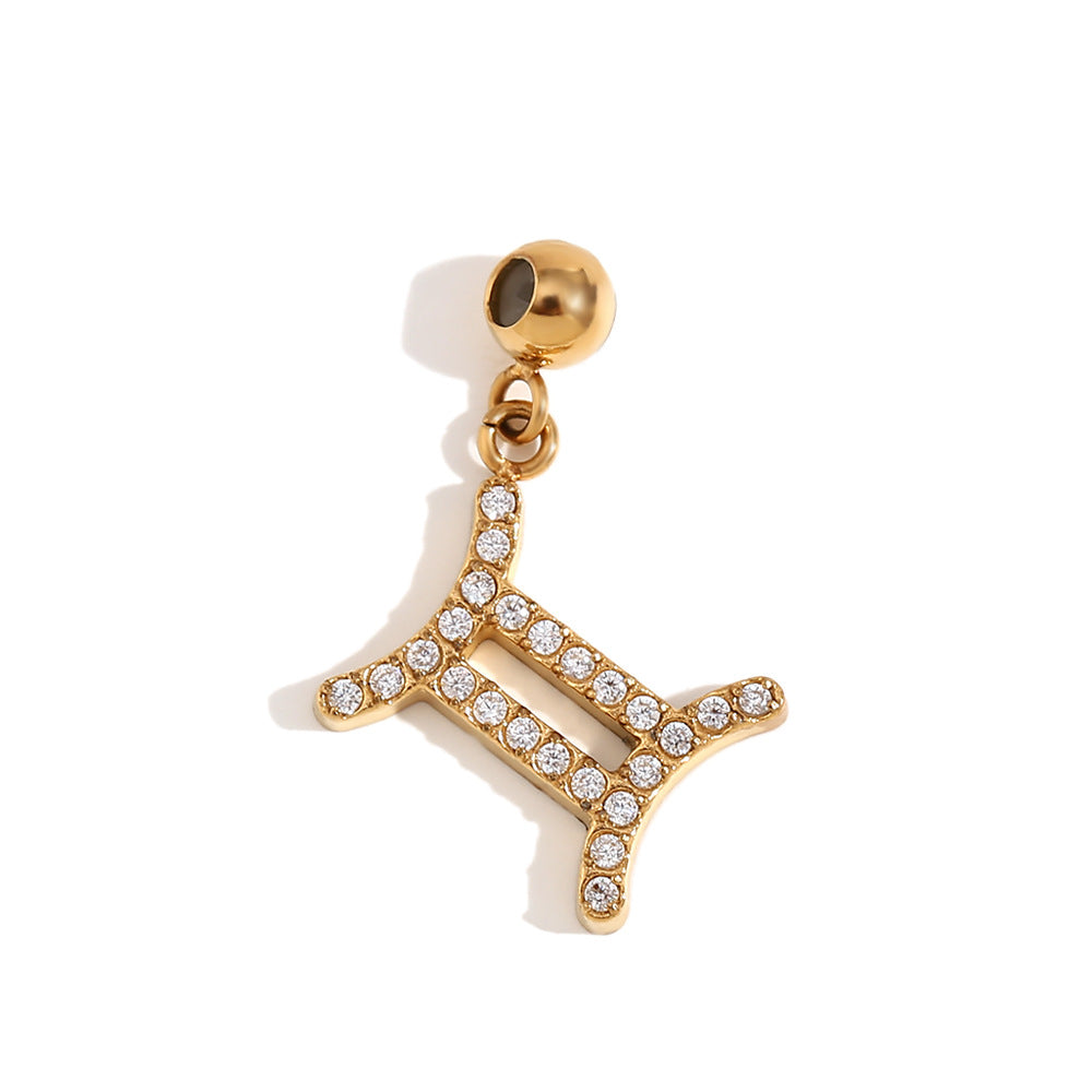 Collana da Donna Minimalista con Pendente Zodiacale in Acciaio Inossidabile con Placcatura in Oro 18 carati, Stile Acciaio al Titanio