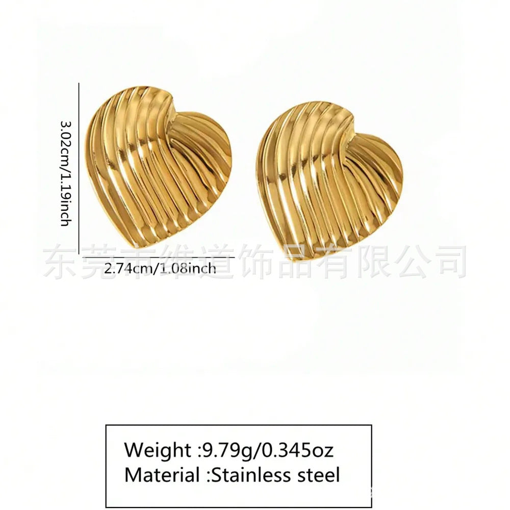 Beach Style Stainless Steel Geometric Starfish Shell Stud Earrings for Women
