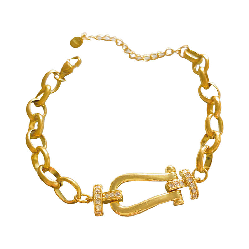 Minimalist Luxury Gold Plated Horseshoe Titanium Steel Bracelet Unisex