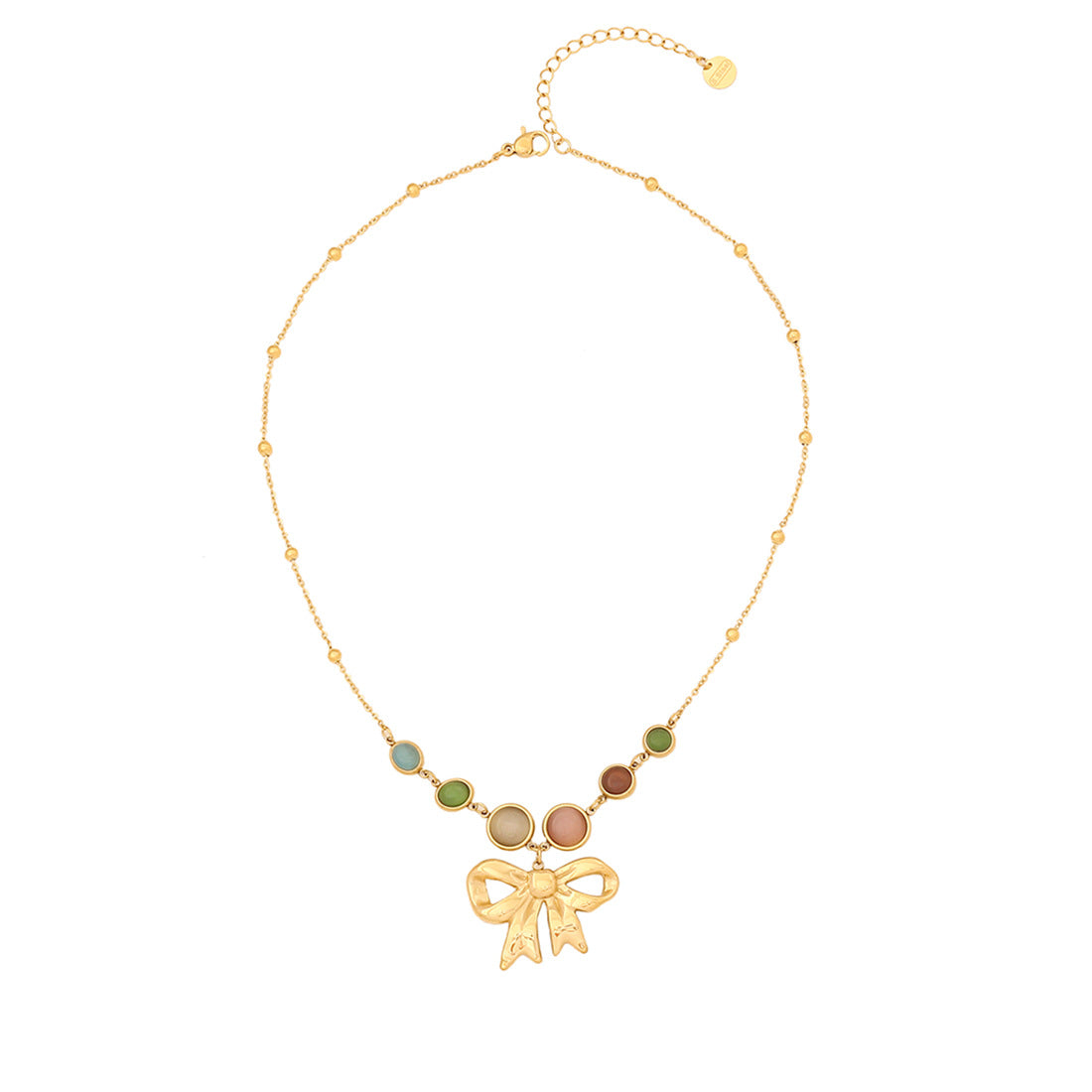 Collana Vintage da Donna in Acciaio Inossidabile a Forma di Fiocco con Finitura Placcata