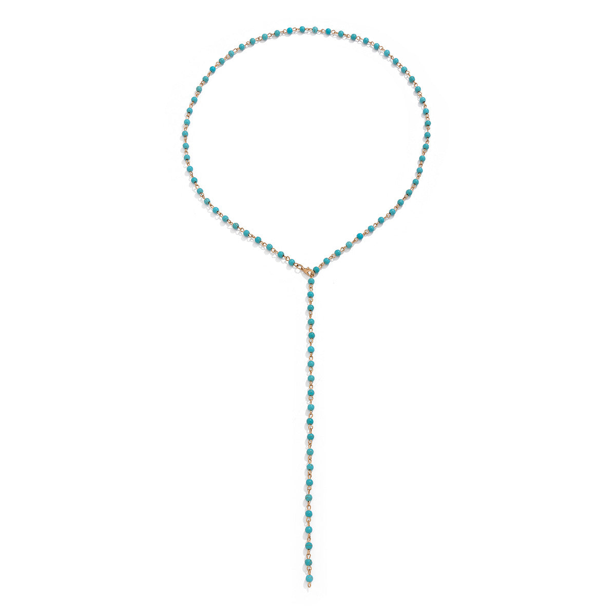 Minimalist Geometric Crystal Inlaid Alloy Y-Shape Tassel Necklace for Women