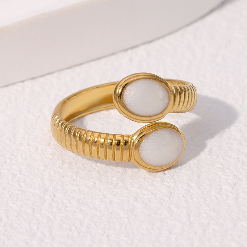 Minimalist Geometric Stainless Steel Ring with Gold Plating for Women Finger Ring