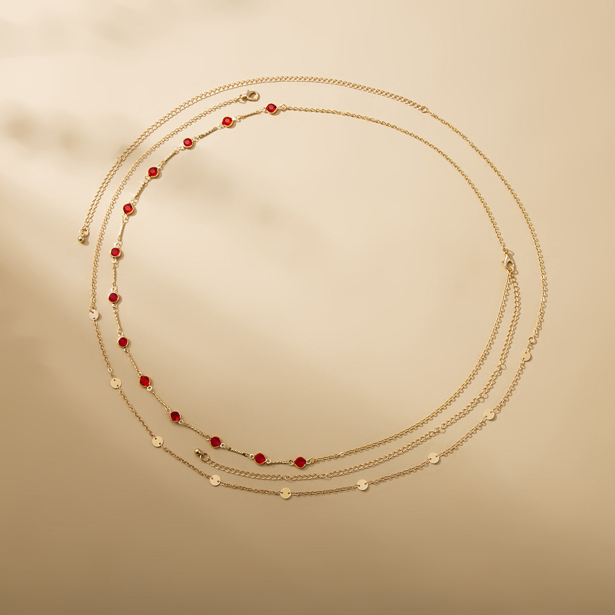 Casual Geometric Rhinestone Inlay Metal Double Layer Body Chain for Women