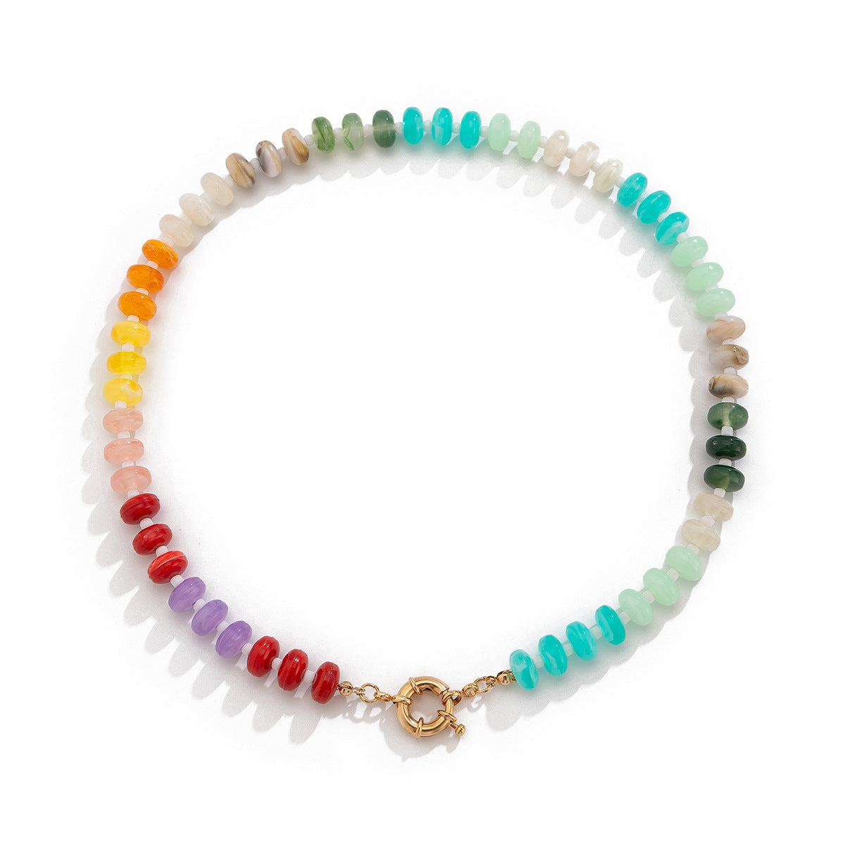Collana girocollo con perline acriliche geometriche minimaliste e colori arcobaleno da donna