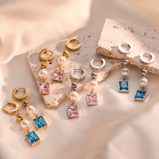 Orecchini da donna minimalisti geometrici in acciaio al titanio con forma irregolare e placcatura in oro vero