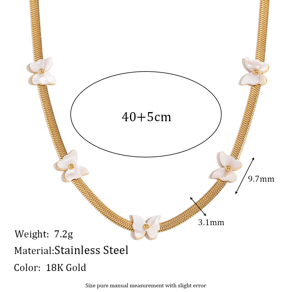 Elegante collar con colgante de mariposa para mujer, de acero inoxidable con baño de oro de 18 quilates en cadena tipo Blade