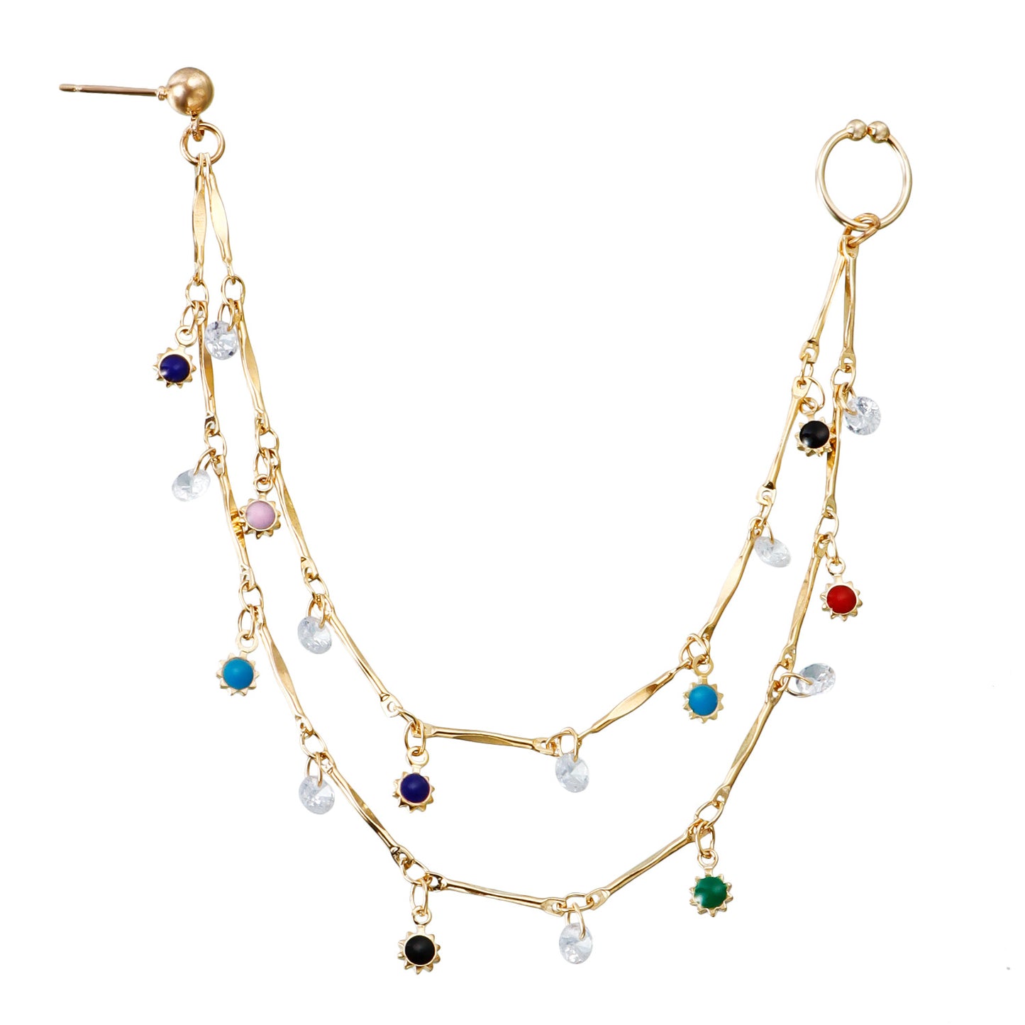 Ethnic Geometric Evil Eye Tassel Nose Ring Plated Alloy Unisex Body Jewelry