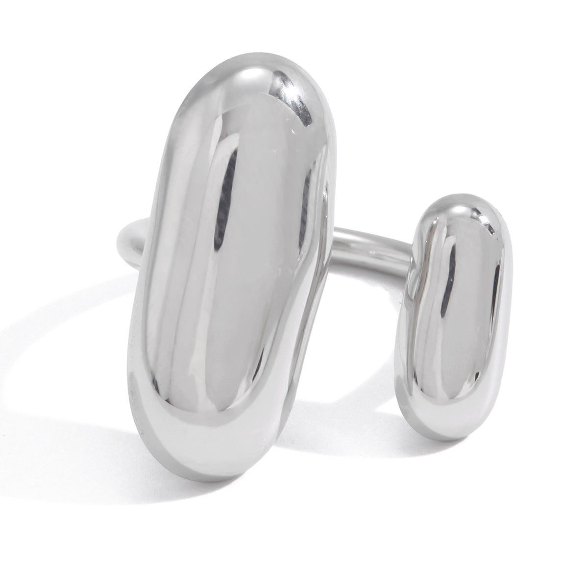Minimalist Elegant Geometric Oval Stainless Steel PVD Ring for Women