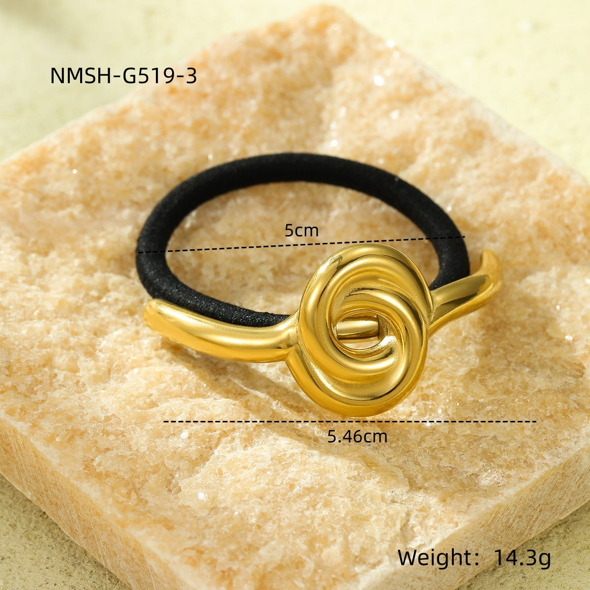 Fashion Geometric Heart 18K Gold Plated Stainless Steel High Elastic Hair Tie