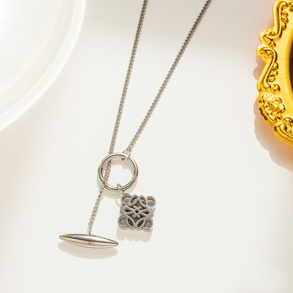 Collar de cadena de titanio y acero geométrico minimalista para mujer, con baño de oro, estilo vintage, delicado, con diseño de lujo